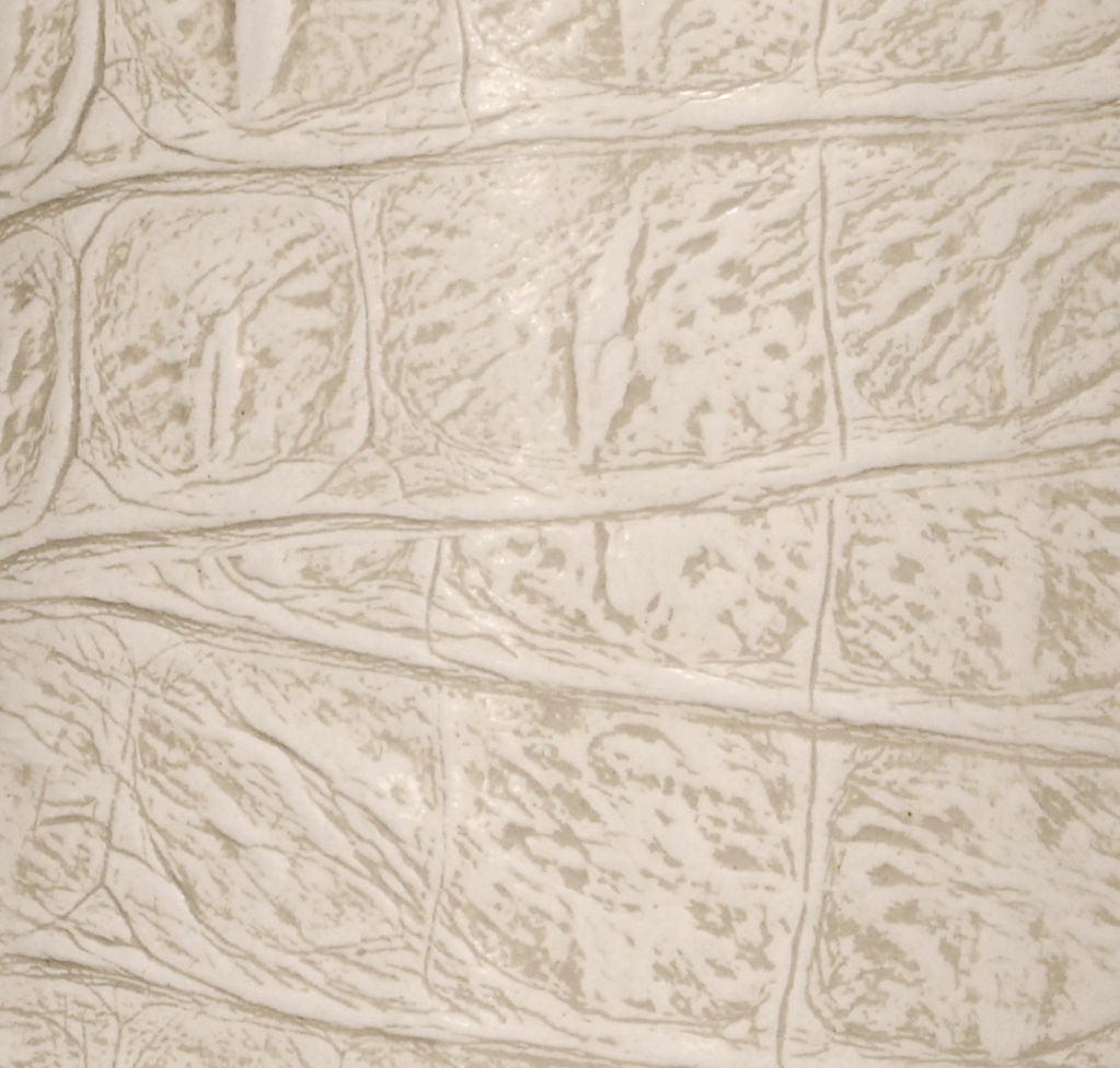 American Half Round Molding Mirror in Embossed Crocodile by Karl Springer