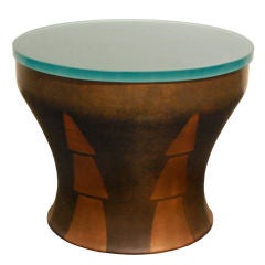 Rain Drum Table in Copper with Geometric Motif by Karl Springer