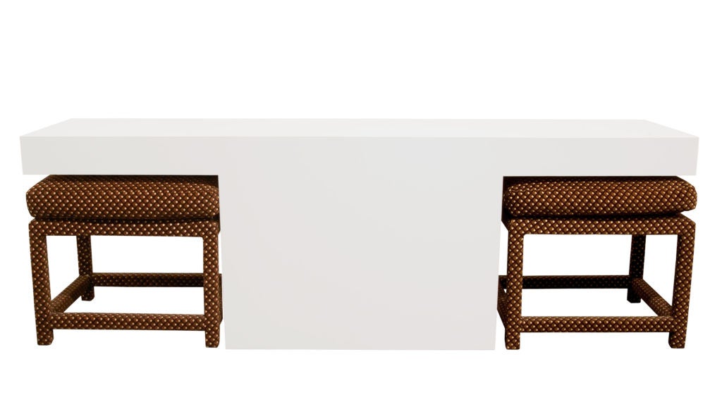 Console Table with Accompanying Stools by Milo Baughman
