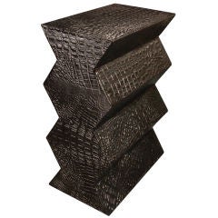 End Table Covered in Embossed Crocodile Leather by Karl Springer