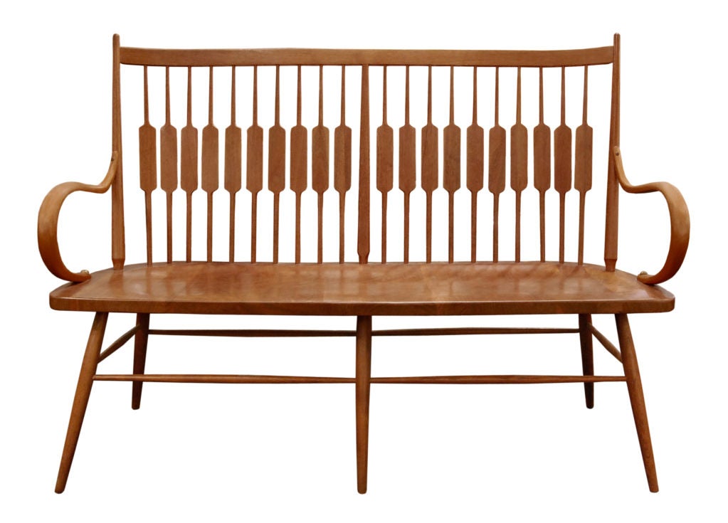 Walnut bench in shaker style by Kipp Stewart and Steward MacDougal for Drexel, Declaration collection, American 1959