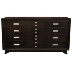 Chest of Drawers in Dark Brown Mahogany with Nickel Pulls