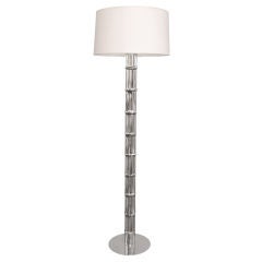 Floor Lamp in Chrome with Bamboo Motif