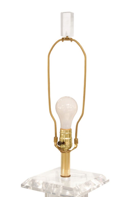 Floor Lamp in Lucite and Brass with Glass Table