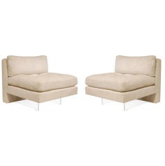 Pair of Slipper Chairs with Lucite Bases by Vladimir Kagan