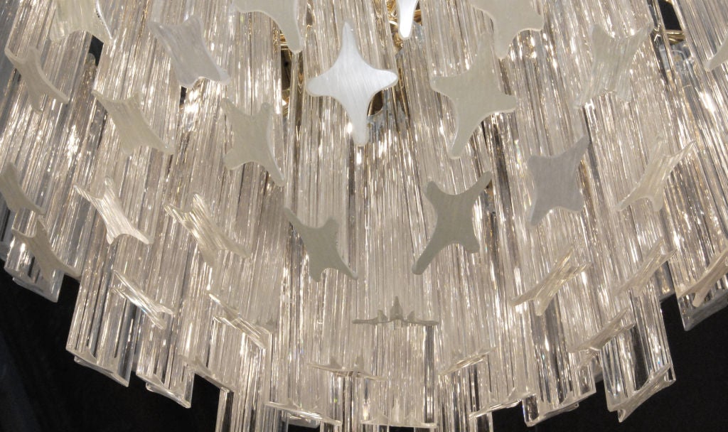 Chandelier with solid glass rods by Camer from Murano Italy, 1960s.
Dimensions are for glass portion only (no chain).