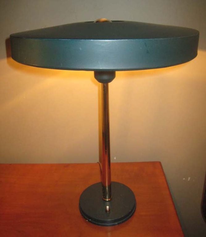 Green Louis Kalff Table Lamp for Philips In Good Condition For Sale In Brooklyn, NY