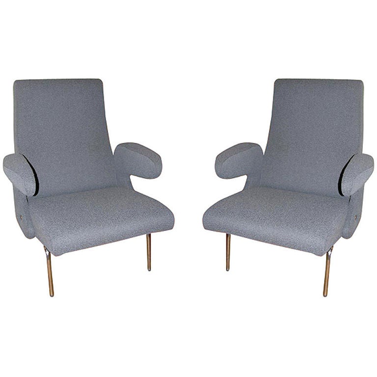 Pair of Delfino Armchairs with Ottoman by Erberto Carboni for Arflex