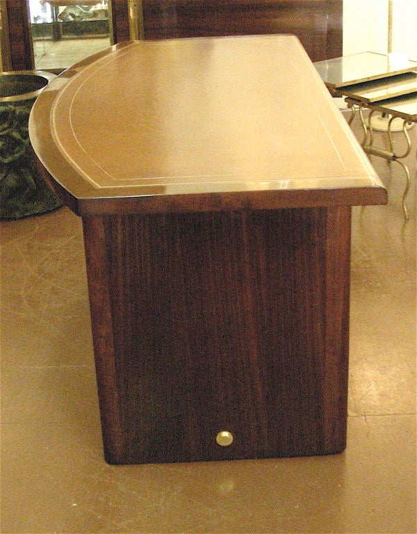 Art Deco curved mahogany desk. Restored.