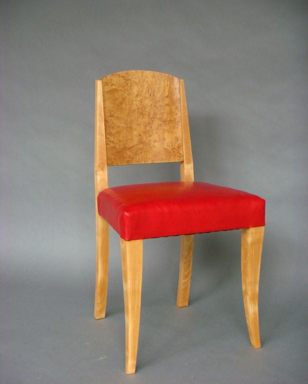 Mid-20th Century A Pair of Fine French Art Deco Burled Birch and Sycamore Side Chairs