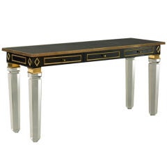 LUCITE-LEGGED CONSOLE TABLE