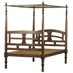 Antique Anglo-Indian Rosewood Four Poster Bed with Canopy