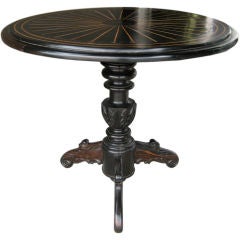 Anglo-Indian Ebony and Satinwood Inlay Round Table