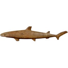 Mid Century Carved Wood Shark