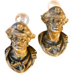 Exceptional Pair of E.F. Caldwell Bronze Pirate Sconces