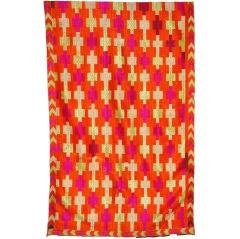 Silk and Cotton Indian Phulkari with Checkerboard Pattern