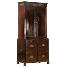 Antique British Campaign Rosewood Bookcase with Drawers