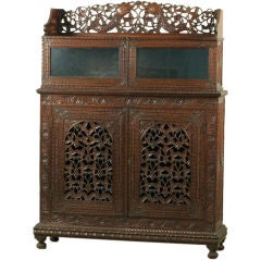 Indo-Portuguese Rosewood Bookcase with Elaborate Carving