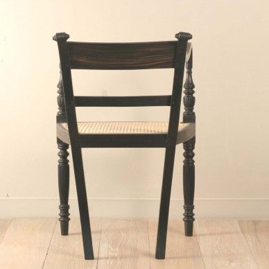 19th Century Pair of Anglo-Indian Ebony Raffles Armchairs