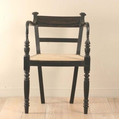 Pair of Anglo-Indian Ebony Raffles Armchairs 1