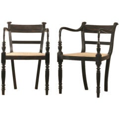Pair of Anglo-Indian Ebony Raffles Armchairs