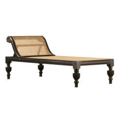Anglo-Indian Solid Ebony Daybed with Adjustable Back