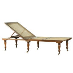 Antique Anglo-Indian Teak Campaign Day Bed with Caned Seat