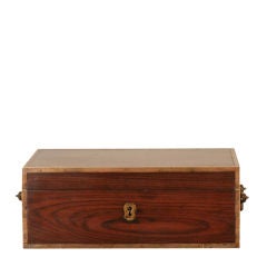 Anglo-Indian Rosewood Cashbox with Brass Handles and Trim
