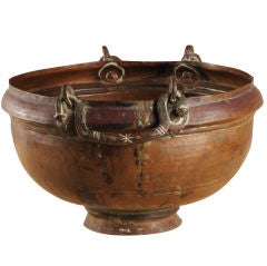 Vintage Copper Storage Pot with Decorative Forges Handles