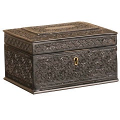 Anglo-Indian Carved Ebony Box