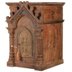 Antique Indo-Portuguese Wood Tabernacle with Carved Details