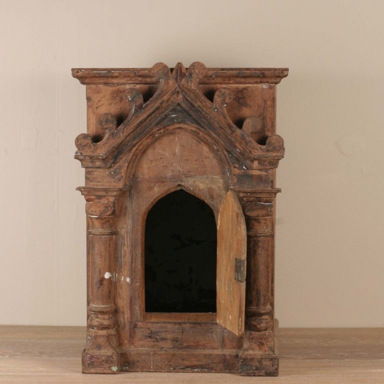 19th Century Indo-Portuguese Wood Tabernacle with Carved Details