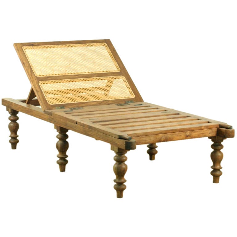 Anglo-Indian Teak Campaign Day Bed with Wood Slat Bed