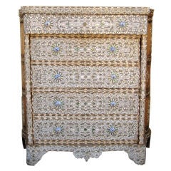 Massive Inlaid Five Drawer Syrian Chest with Serpentine Sides