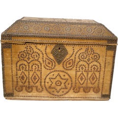 Antique Nail Studded Moroccan Velvet Dowry Chest