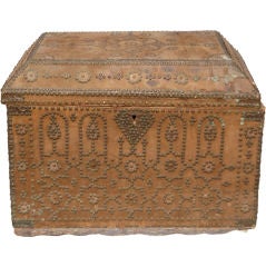 Antique Nail Studded Moroccan Velvet Dowry Chest