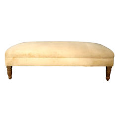 French Linen Covered Ottoman