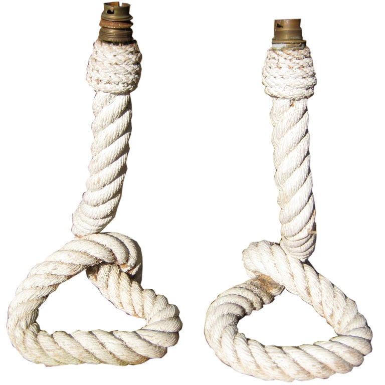 Pair of French Nautical Rope Table Lamps