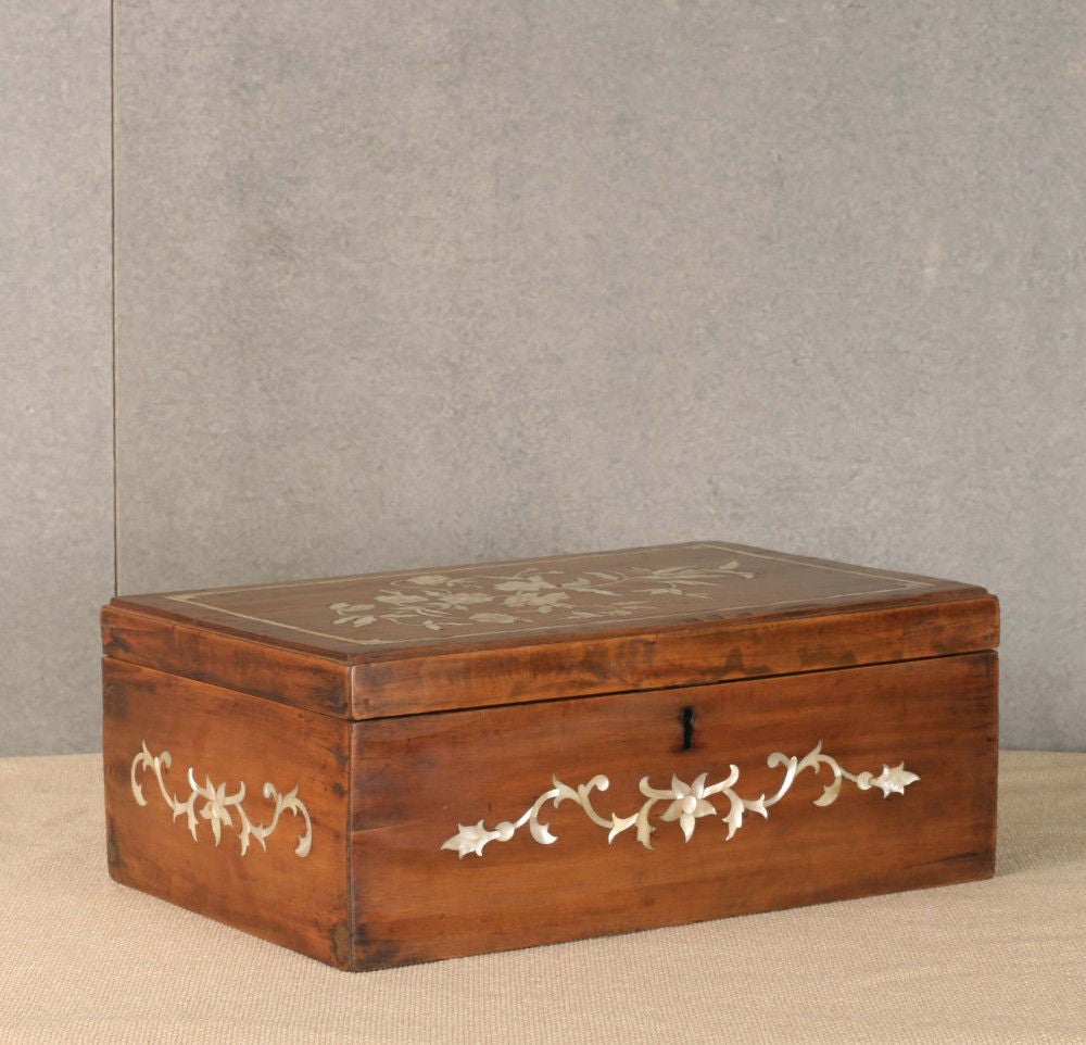 Anglo-Indian Camphorwood Box with Mother-Of-Pearl Inlay