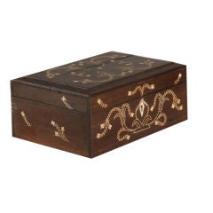 Anglo-Indian Rosewood Jewelry Box with Ivory Inlay