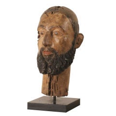 Antique Indo-Portuguese Saint Head on Iron Stand