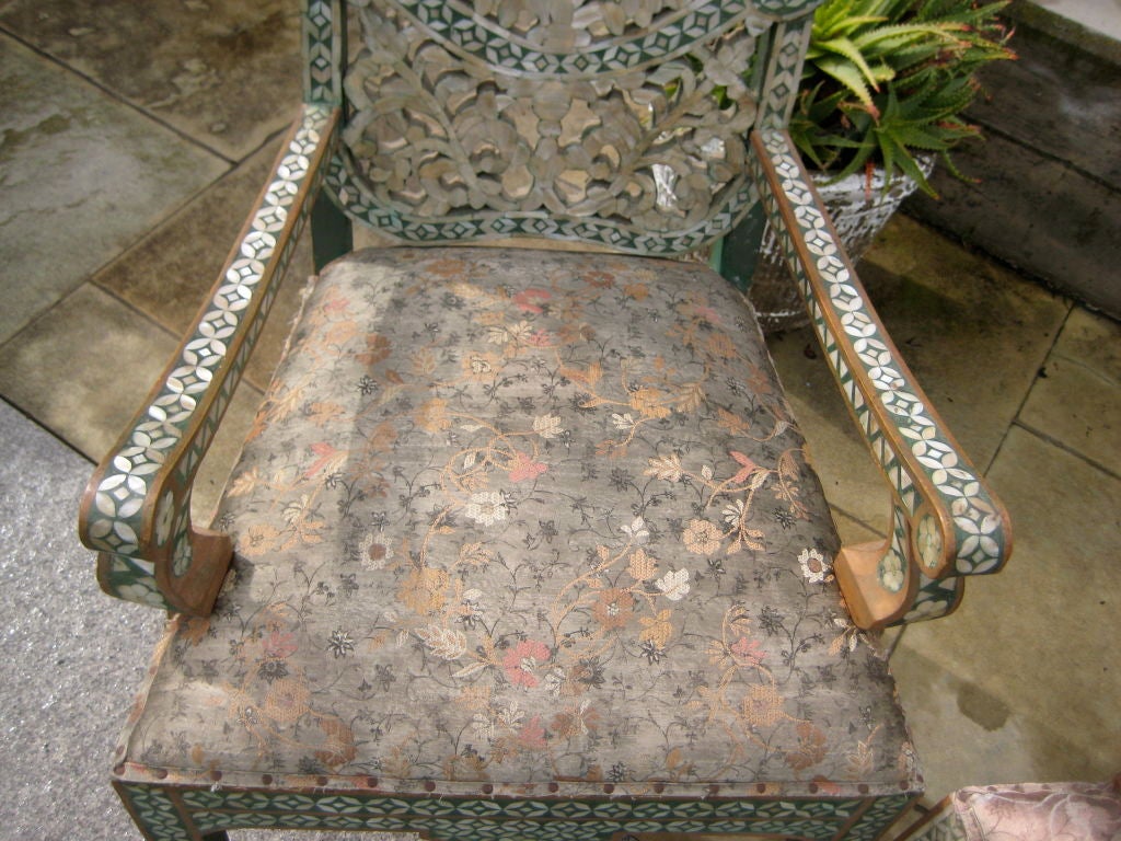 Regal Pair of Shell Inlaid Armchairs 2