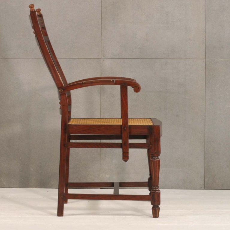 20th Century Anglo-Indian Rosewood Caned Chairs Set of Two