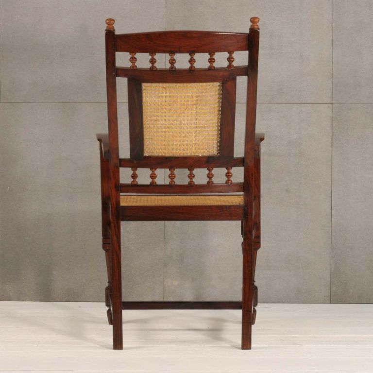 Anglo-Indian Rosewood Caned Chairs Set of Two 1
