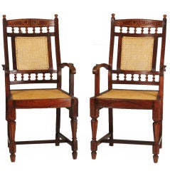 Anglo-Indian Rosewood Caned Chairs Set of Two