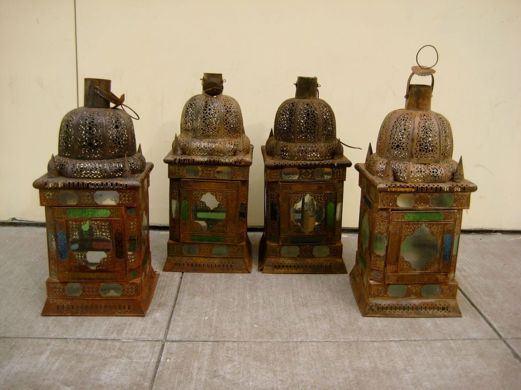 Divine set of four large scale Moroccan lanterns.