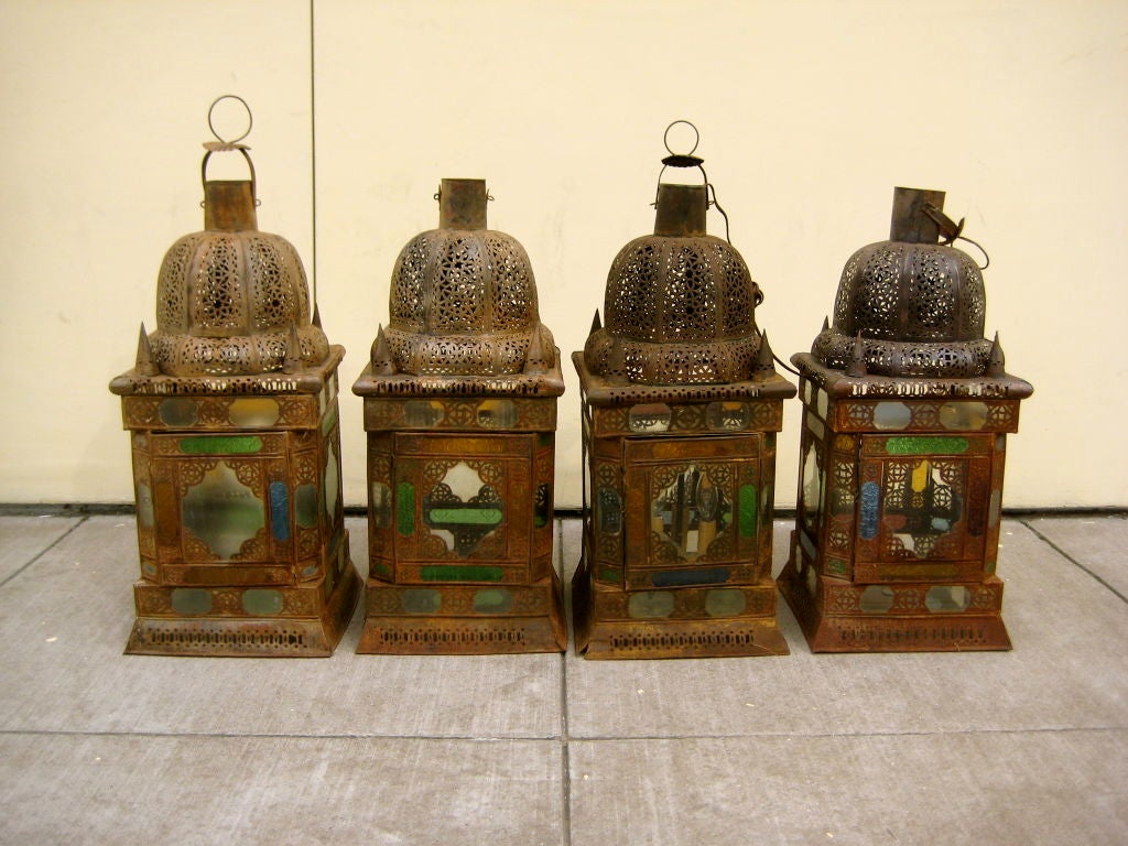 Tin Set of Four Moroccan Lanterns
