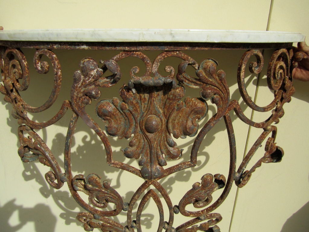 Wrought Iron Console with Marble Top