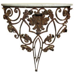 Wrought Iron Console with Marble Top