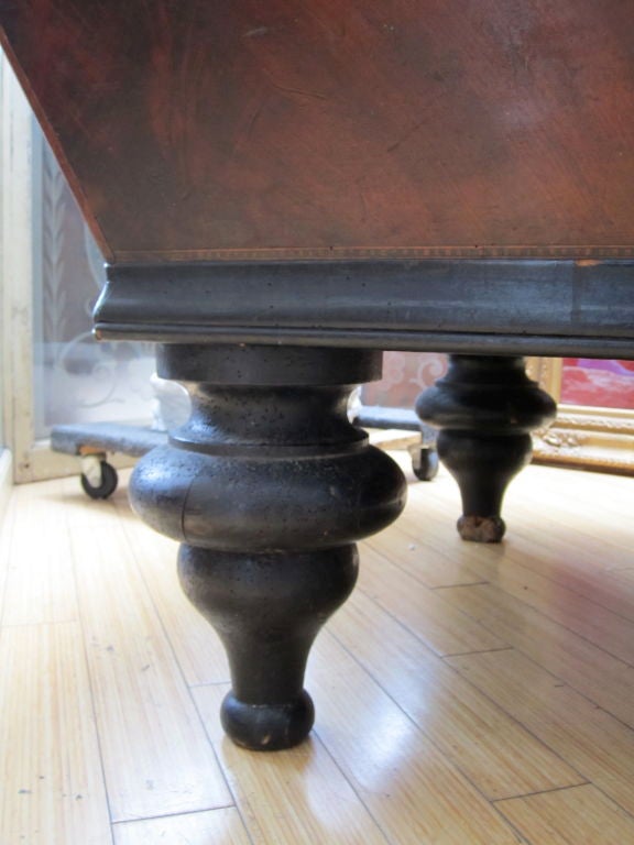 This is a beautifully scaled French table with slate top. Particularly love the ebonized legs.